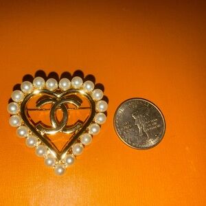 New upcycled Chanel Gold and Pearl Heart Brooch